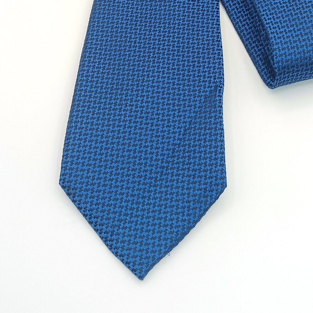 Corporate Image Tom James Silk Tie Men's XL 68.5” Blue Houndstooth Classic New